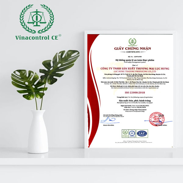 Chứng nhận ISO 22000 được Vinacontrol CE HCM cấp cho doanh nghiệp đạt tiêu chuẩn ATTP