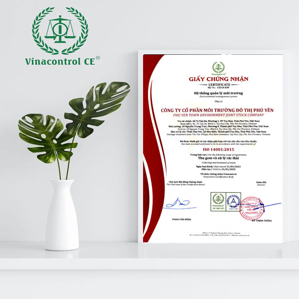 Vinacontrol CE HCM cấp chứng nhận ISO 14001 cho doanh nghiệp xử lý rác thải