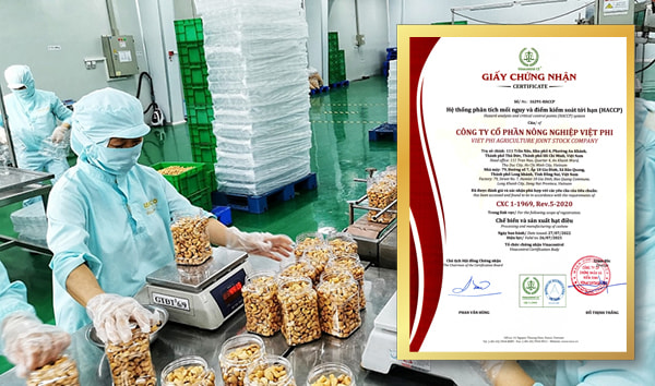 Giấy chứng nhận HACCP của Công ty CP nông nghiệp Việt Phi do Vinacontrol CE cấp