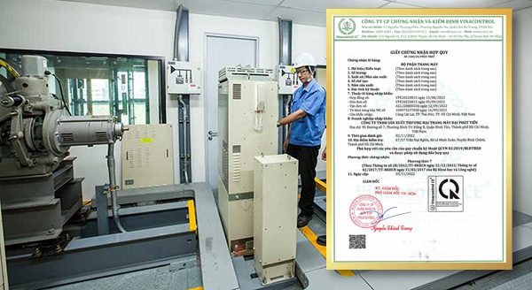 Giấy chứng nhận hợp quy của Công ty TNHH sản xuất thương mại thang máy Đại Phát Tiến do Vinacontrol CE HCM cấp
