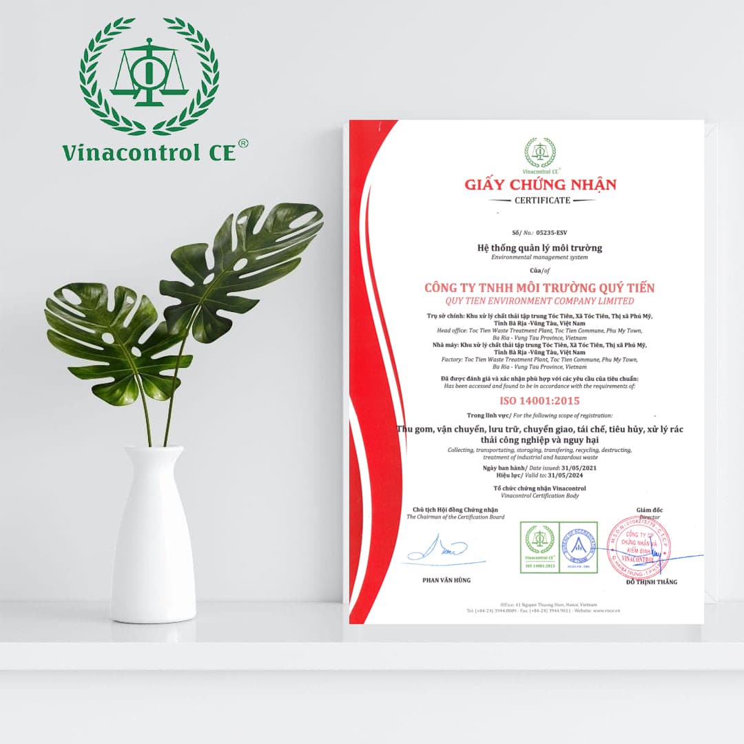 Giấy chứng nhận ISO 14001 của công ty THNN Quý Tiến